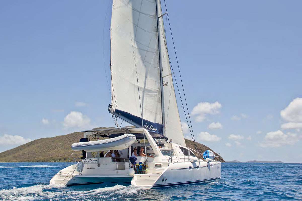 Available as Captain Only or fully crewed.  Offering 3 staterooms each with a queen berth and private ensuite electric toilet and shower.  Full A/C available if needed. Jet Stream has undergone a major re-fit during 2018- and 2019.