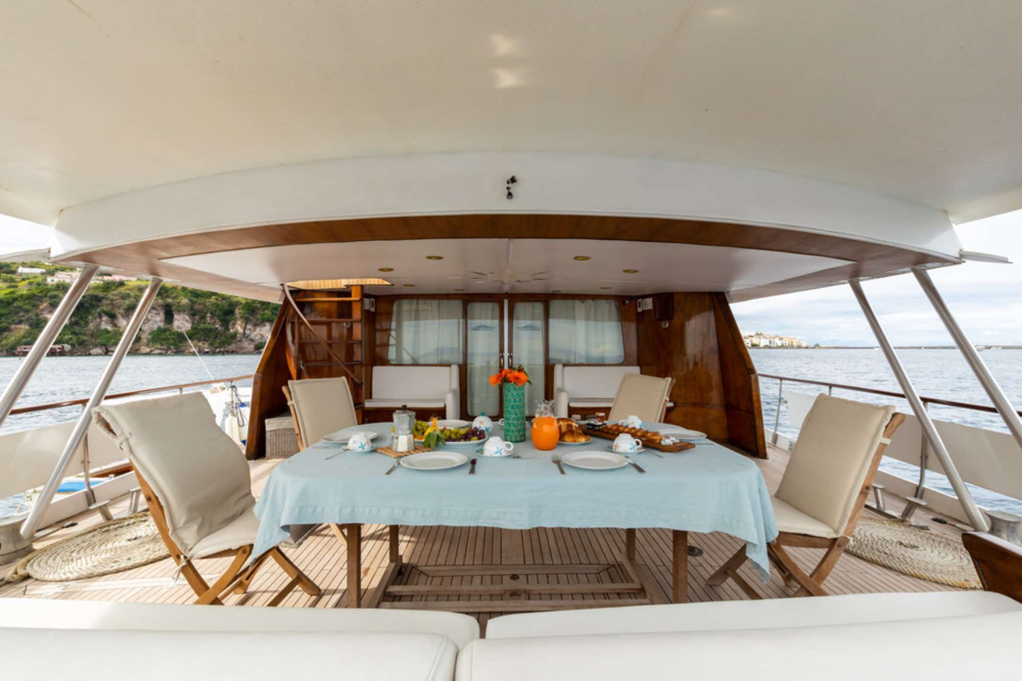 NAFISA Yacht Charter - Breakfast table setting