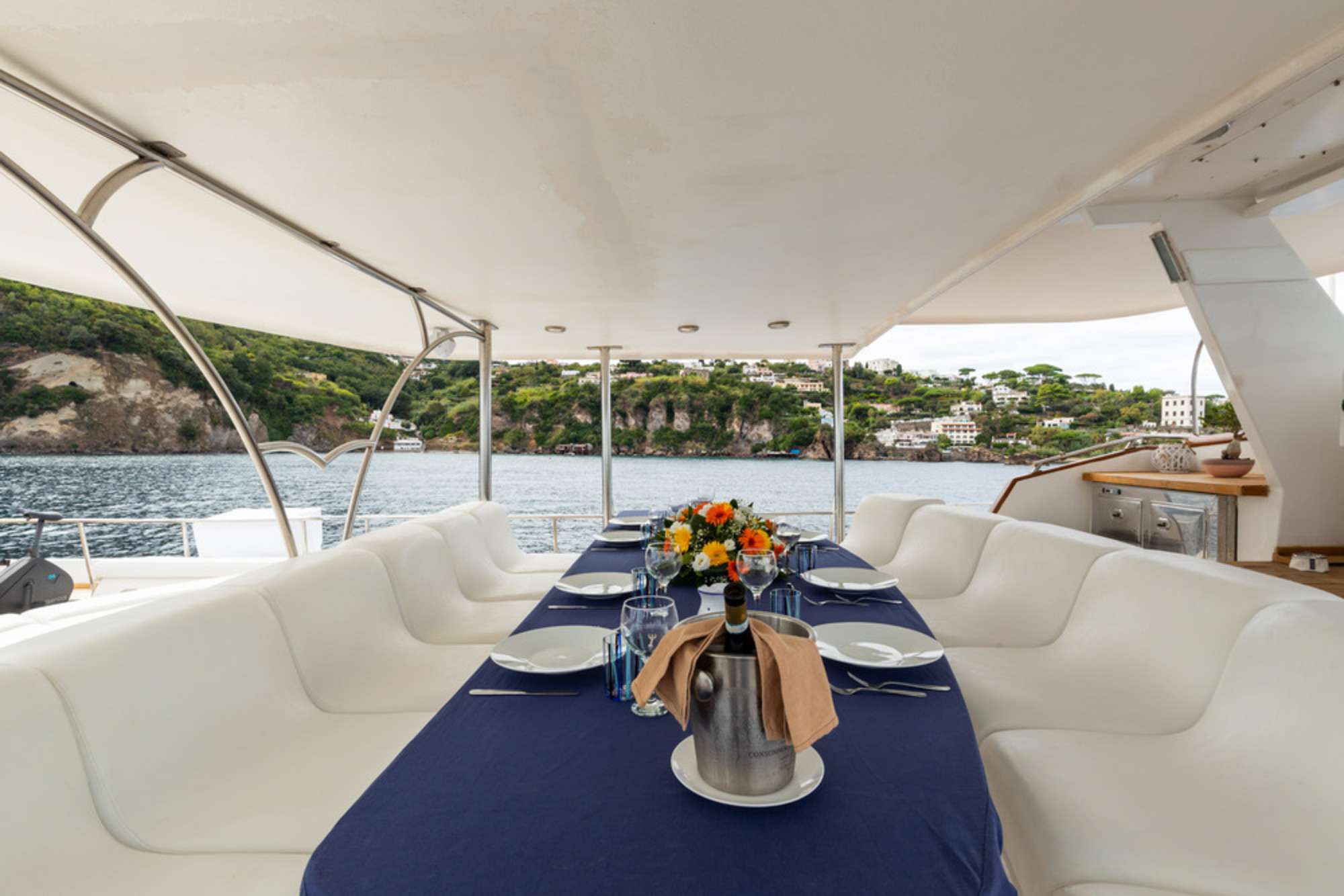 NAFISA Yacht Charter - Al fresco dining area