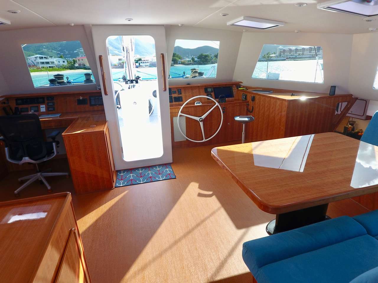 SKYLARK Yacht Charter - Saloon and interior helm station