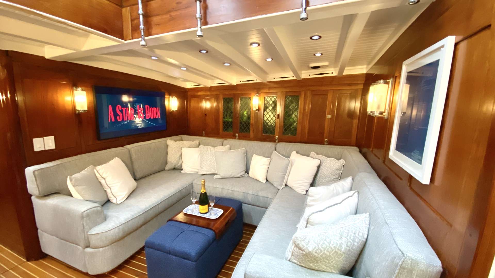 EROS Yacht Charter - Updated salon with new couch
