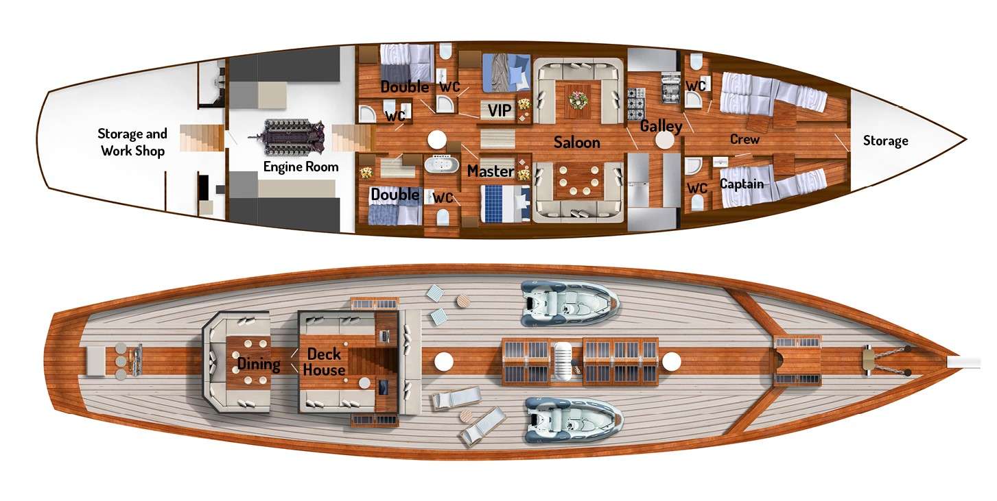 Explore the layout and specifications for EROS, a 115 ft Sailing Monohull