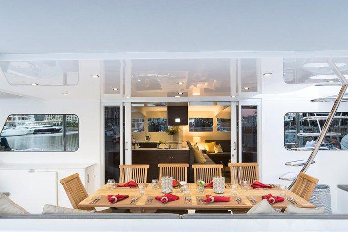 TRANQUILITY Yacht Charter - Stern cockpit dining area