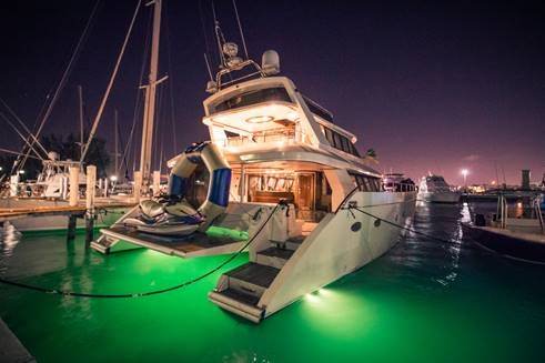 ATLANTIS II Yacht Charter - color changing underwater lights! Amazing for evening charters