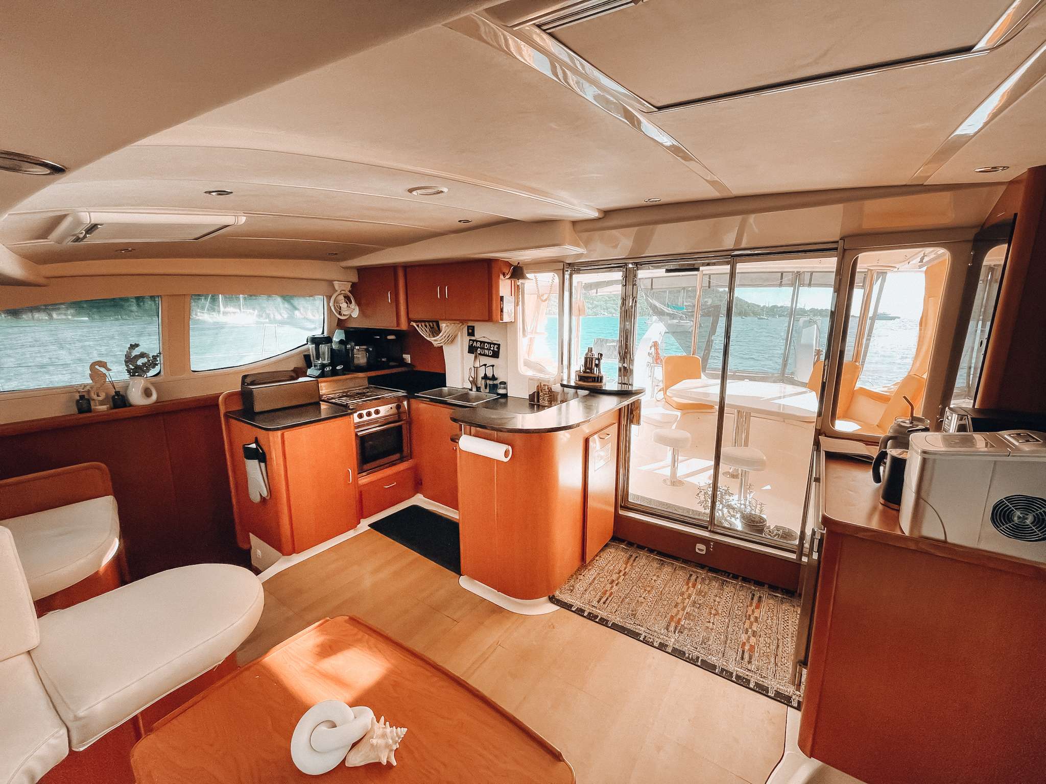 ONE LOVE Yacht Charter - Galley and cockpit entry