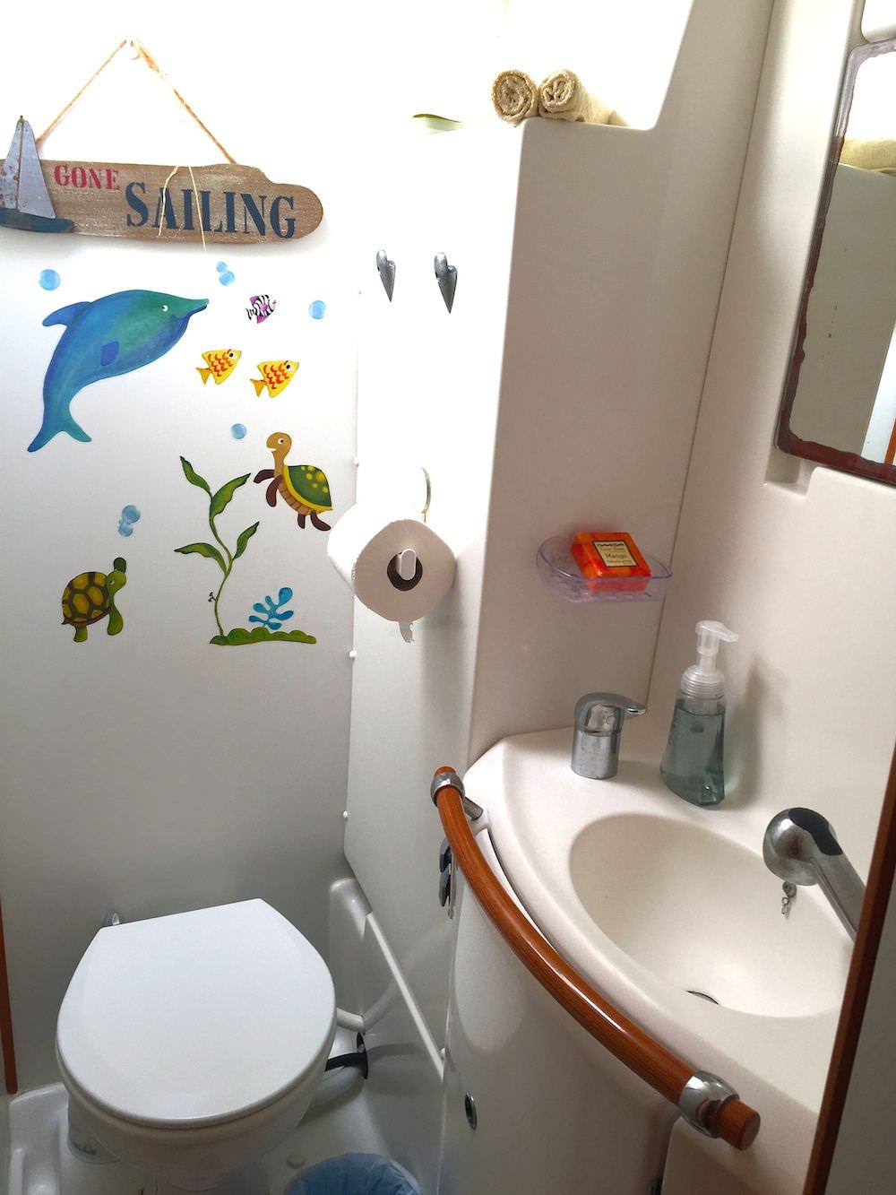 Heads feature electric toilets and walk in showers