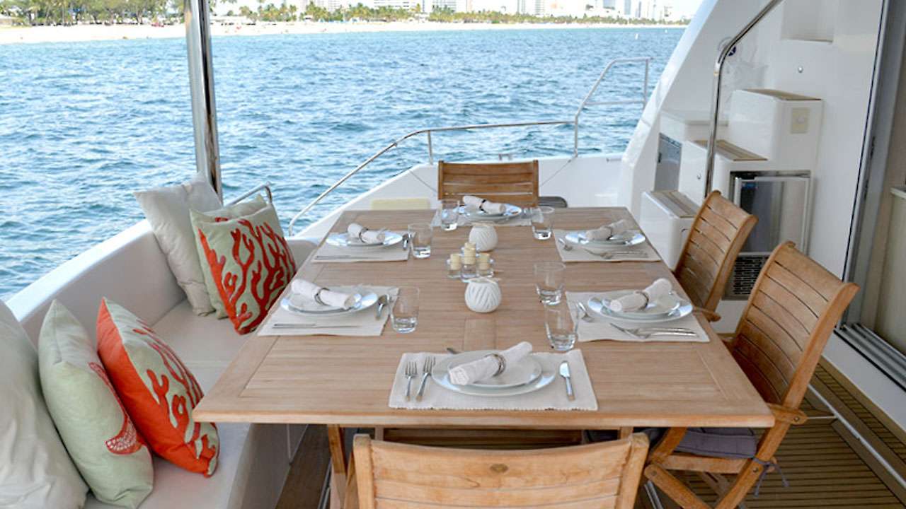 SOMETHING WONDERFUL Yacht Charter - Aft Deck Dining