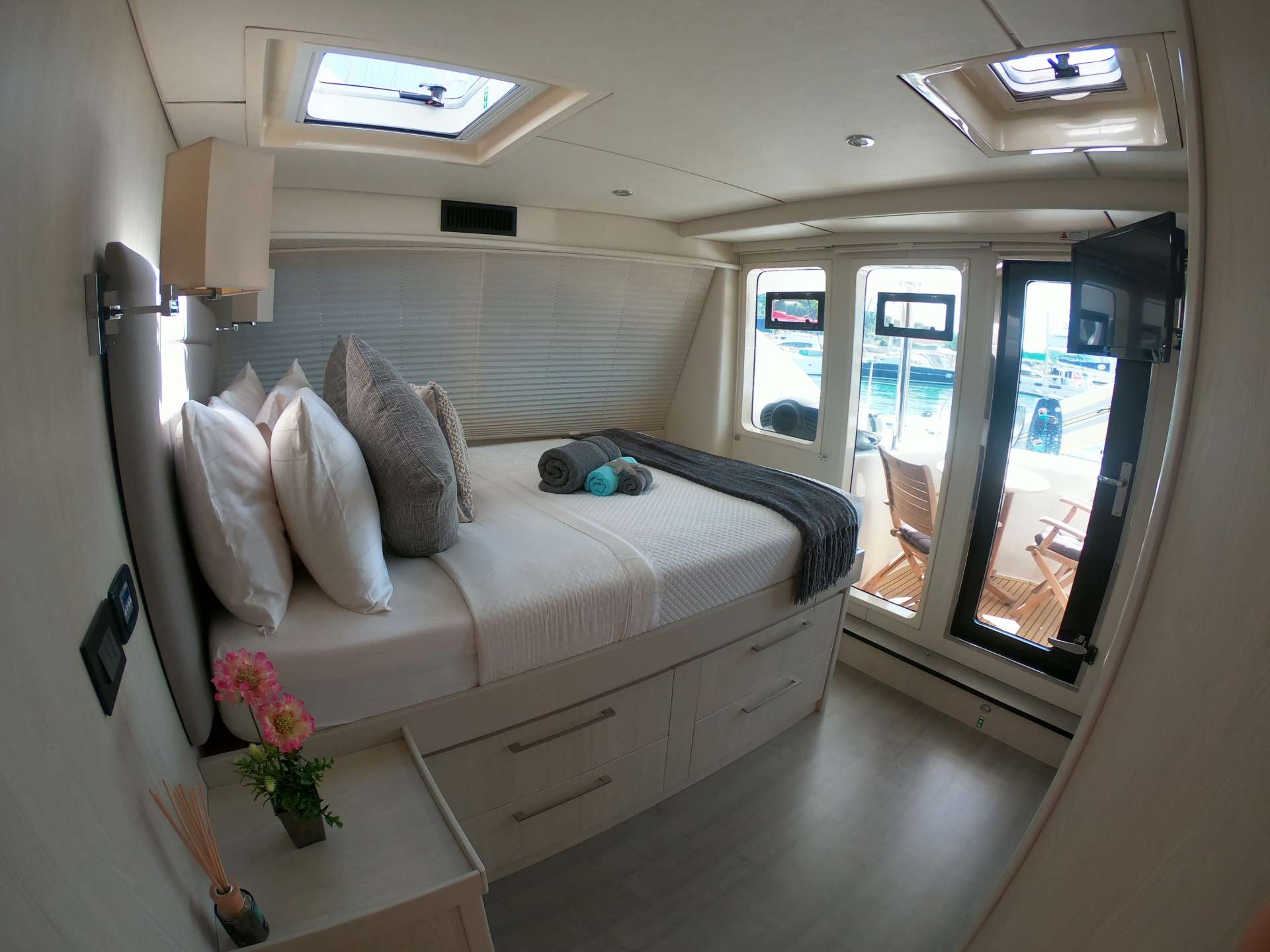 SOMETHING WONDERFUL Yacht Charter - Master Cabin View to Master Deck