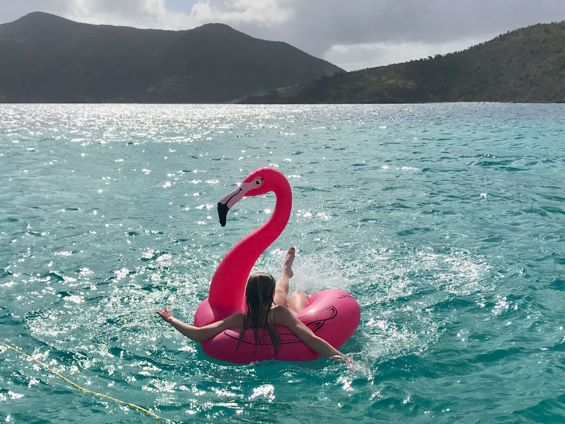 Kick back and enjoy the view on our inflatable flamingo