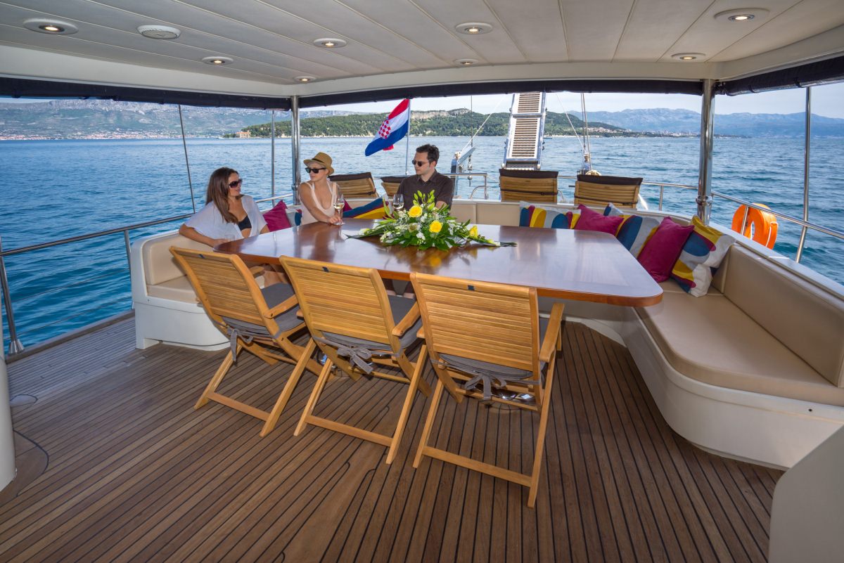 ALBA Yacht Charter - Al fresco dining area - aft