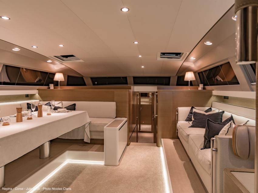 NEYINA Yacht Charter - Salon with  dining table set