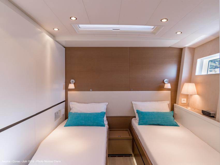 NEYINA Yacht Charter - The twin beds cabin convertible into a double bed