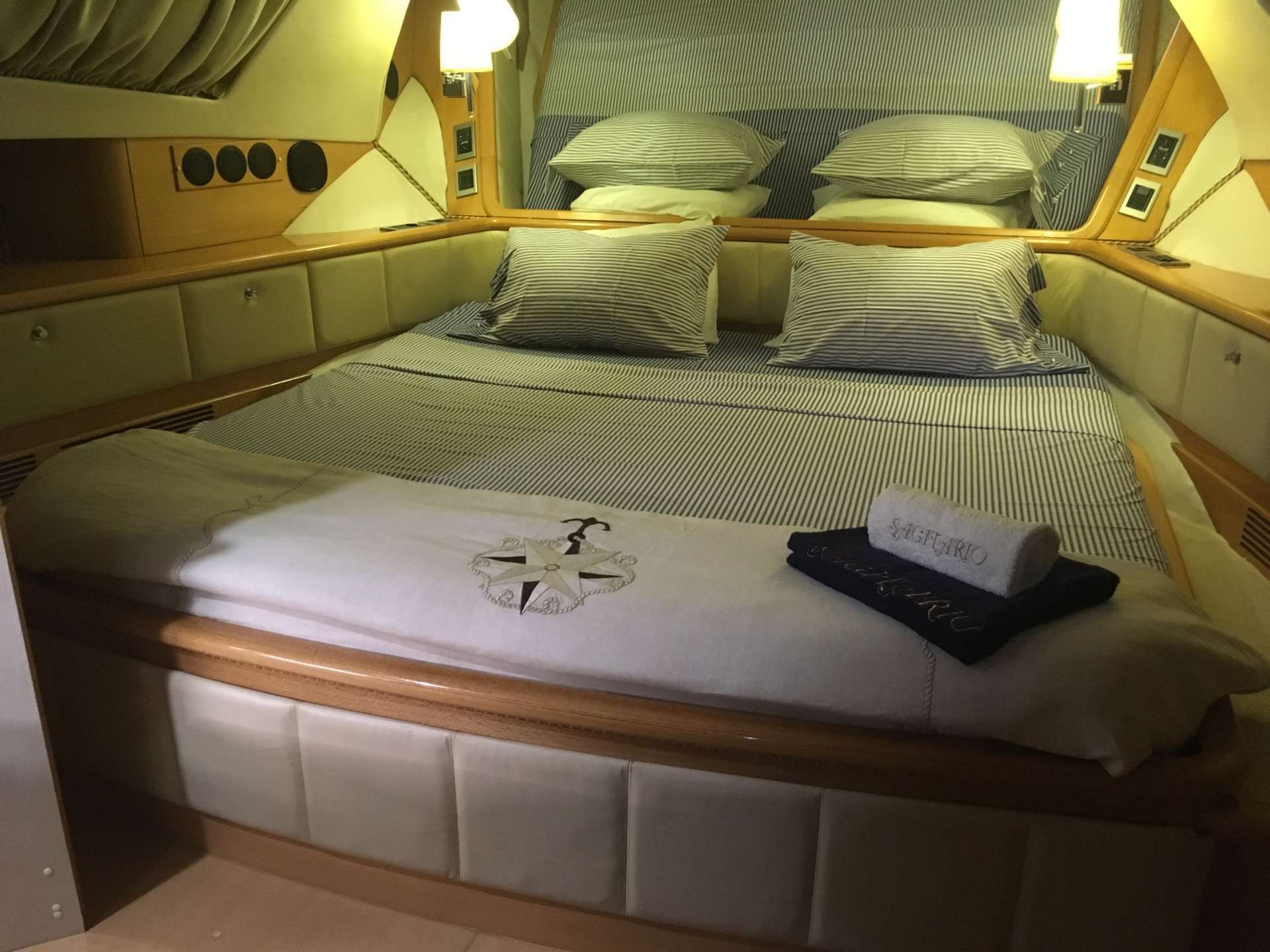 SAGITTARIUS Yacht Charter - Primary Stateroom turned down