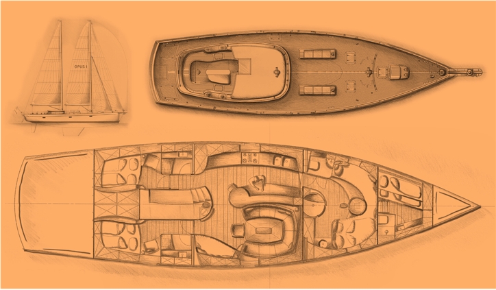 Explore the layout and specifications for HELENE, a 68 ft Sailing Monohull