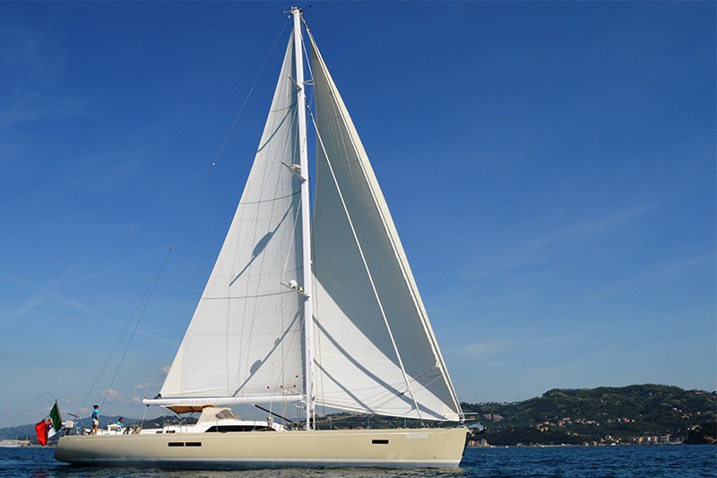 She is the custom built blue water yacht designed by Doug Peterson to sail in complete comfort and safety in all sea and weather conditions.