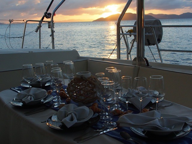 Dining on the aft deck