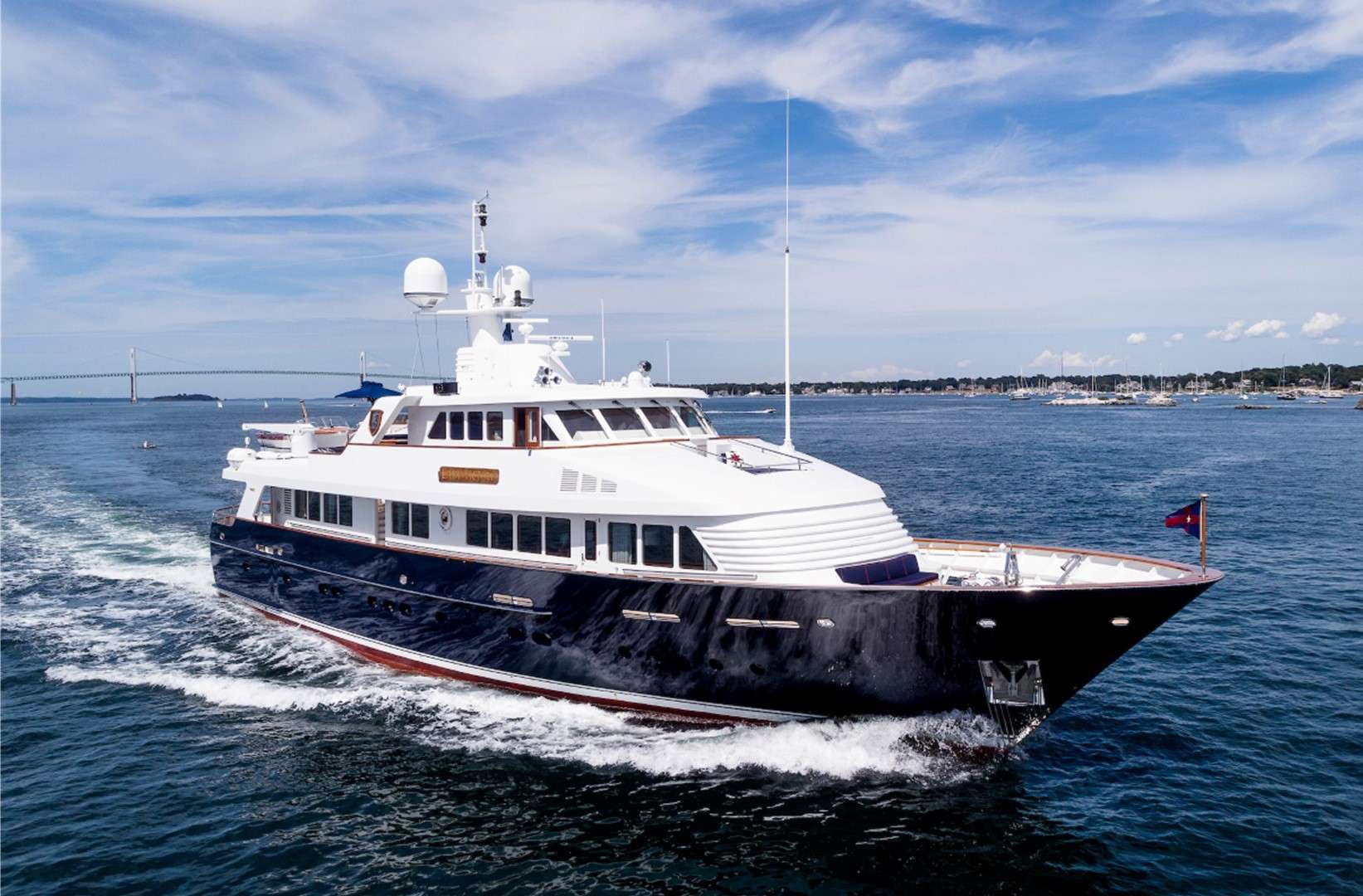 BROKER-FRIENDLY VIDEO: https://youtu.be/MCLxTergWd8

LADY VICTORIA offers a complete escape from the average and ordinary. A true gentleman&rsquo;s yacht, she is a haven of impeccable elegance.

Her gracefully classic exterior lines are complemented by a refined interior that suggests the atmosphere of an exclusive club. Beautiful French doors open from the aft deck into the expansive salon, where soft, cream-colored furnishings lend a light, contemporary touch to masterfully crafted, curved wood paneling accented with gold. The salon opens to the dining area and a large oval table whose supremely comfortable chairs invite lingering over candlelit dinners. Farther forward, a door leads into the owner's private, country-style galley. This secondary area provides a unique and convenient addition, with the capacity for everything from complete formal, gourmet delights to simple snacks and drinks.

Also on the main deck, a richly furnished library creates a welcoming spot for quiet pursuits. Recent upgrades include a modern entertainment center with over 400 movies, satellite TV, and a variety of games. This handsome space can be converted to a sleeping cabin with a queen bed, giving the yacht the capability to accommodate up to eight guests.

Three large staterooms are located on the lower deck, just down a spiral staircase. The full-beam master is fitted with a king bed, seating area, and desk. Its his-and-hers bathrooms with spa tub and shower are finished in spectacular golden onyx. A second spa tub is found in the onyx-lined bathroom that accompanies the lovely queen stateroom. In the third stateroom, with two twin beds, the ensuite bathroom has a steam shower framed by a vaulted blue-glass ceiling.

The covered aft deck is a popular spot for casual meals and cocktails. Its high-gloss varnished mahogany chairs, along with dark blue and red piping-accented cushions, suggest the feeling of a stylish yacht club and invite relaxed conversations.

Up on the sundeck, guests may choose to stretch out in the lounge chairs or enjoy the scenic views from a table and chairs set beneath large umbrellas. A new entertainment center has been added here for listening and viewing pleasure. The Jacuzzi, with ample space for up to six, is an irresistible place to unwind in the gentle breeze or beneath the stars. The Jacuzzi can also be converted to a comfortable sunbed.

LADY VICTORIA has the full complement of water toys. For the ultimate in classic style, she also carries a sleek, 18-foot Riva Junior motorboat, which has been completely restored to concours d&rsquo;elegance standards. Complementing the Riva is a 16-foot hard-bottom inflatable that's perfect for watersport activities and exploratory excursions.

Led by her gracious and exceptionally experienced captain, LADY VICTORIA&rsquo;s crew look forward to creating a memorable, five-star experience custom-designed for her guests.