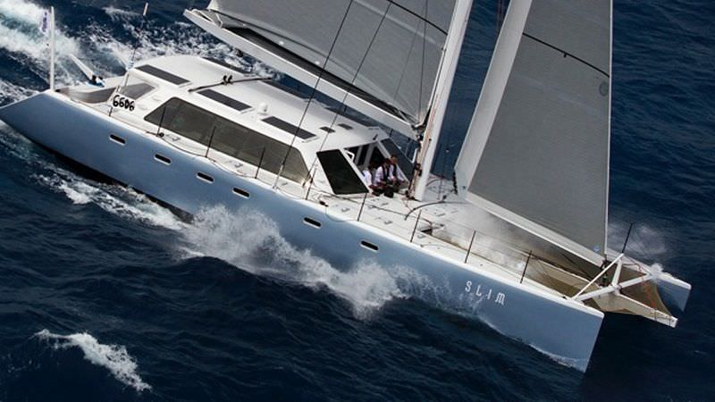 The final hull of the iconic Gunboat 66 series, SLIM is a high-performance cruising catamaran designed by Morreli & Melvin and built in South Africa. SLIM was launched in 2012 and has been impeccably maintained throughout the years with major refits in 2015 and 2019. She is custom fitted to her owner’s requirements for world-cruising and exploring those places that only a yacht has access to. Her composite fiber construction complimented by a fast displacement racing hull design, SLIM handles any conditions and delivers superior sailing performance. SLIM comfortably accommodates up to 6 guests in 3 cabins, each equipped with walk-in shower, AC, sound system and flat screen TV. Elegant lines, comfort and an extravagant design combine superior performance with luxury and style.