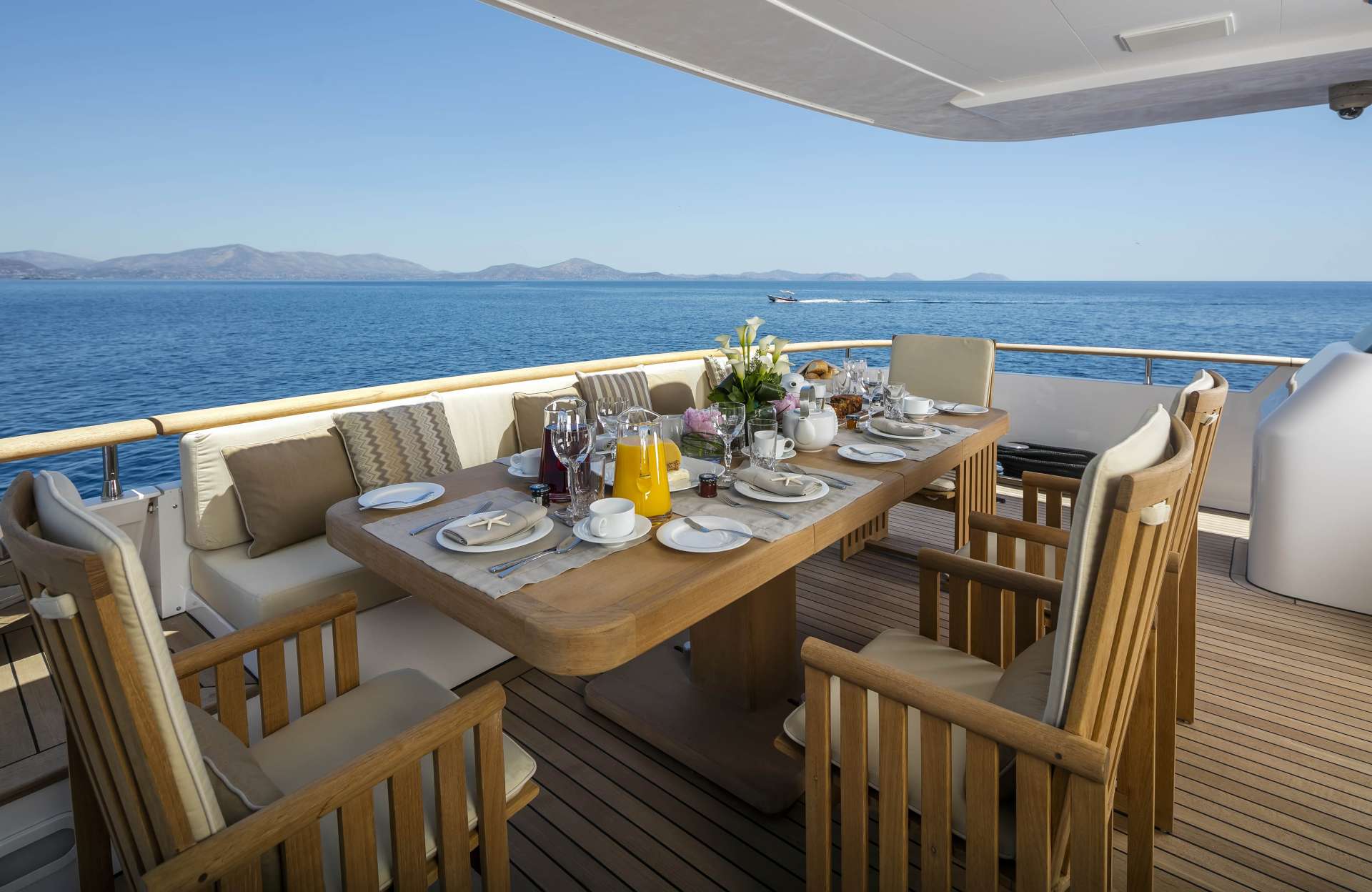 ALEXIA Yacht Charter - Dining table