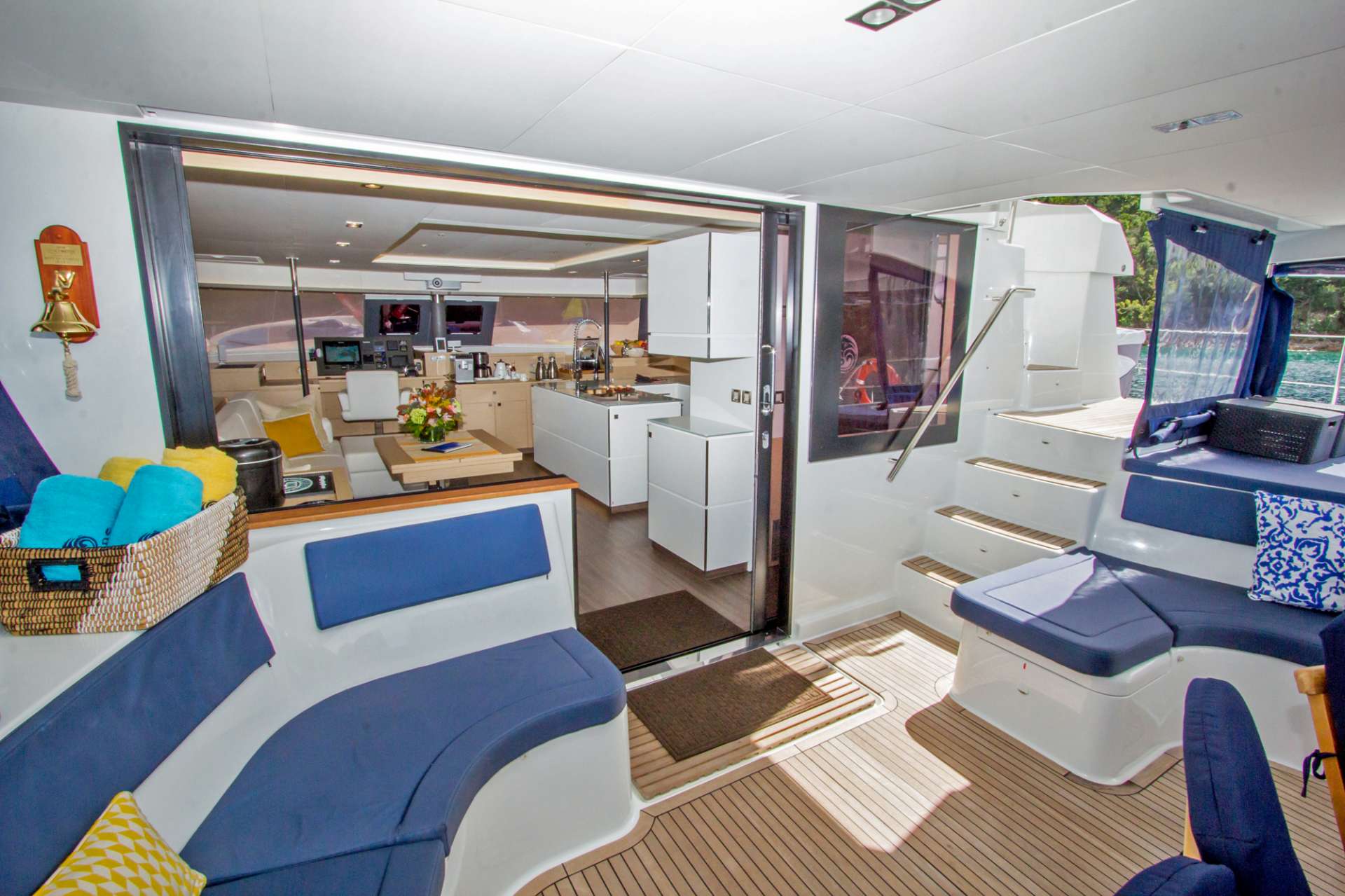 NENNE Yacht Charter - Spacious Aft Deck and Salon Entrance