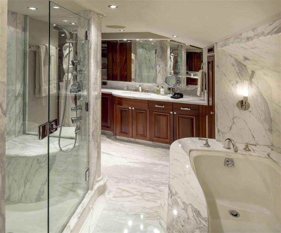 ANTARES Yacht Charter - Master Bath with shower and Jacuzzi tub