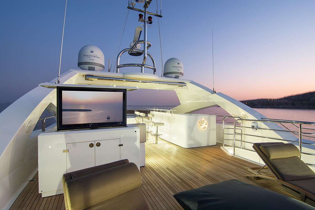PATHOS Yacht Charter - Sun deck TV