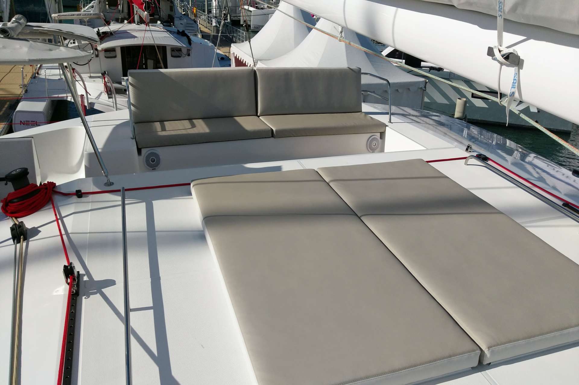 TRILOGY Yacht Charter - Sun Fly and Upper Seating Area