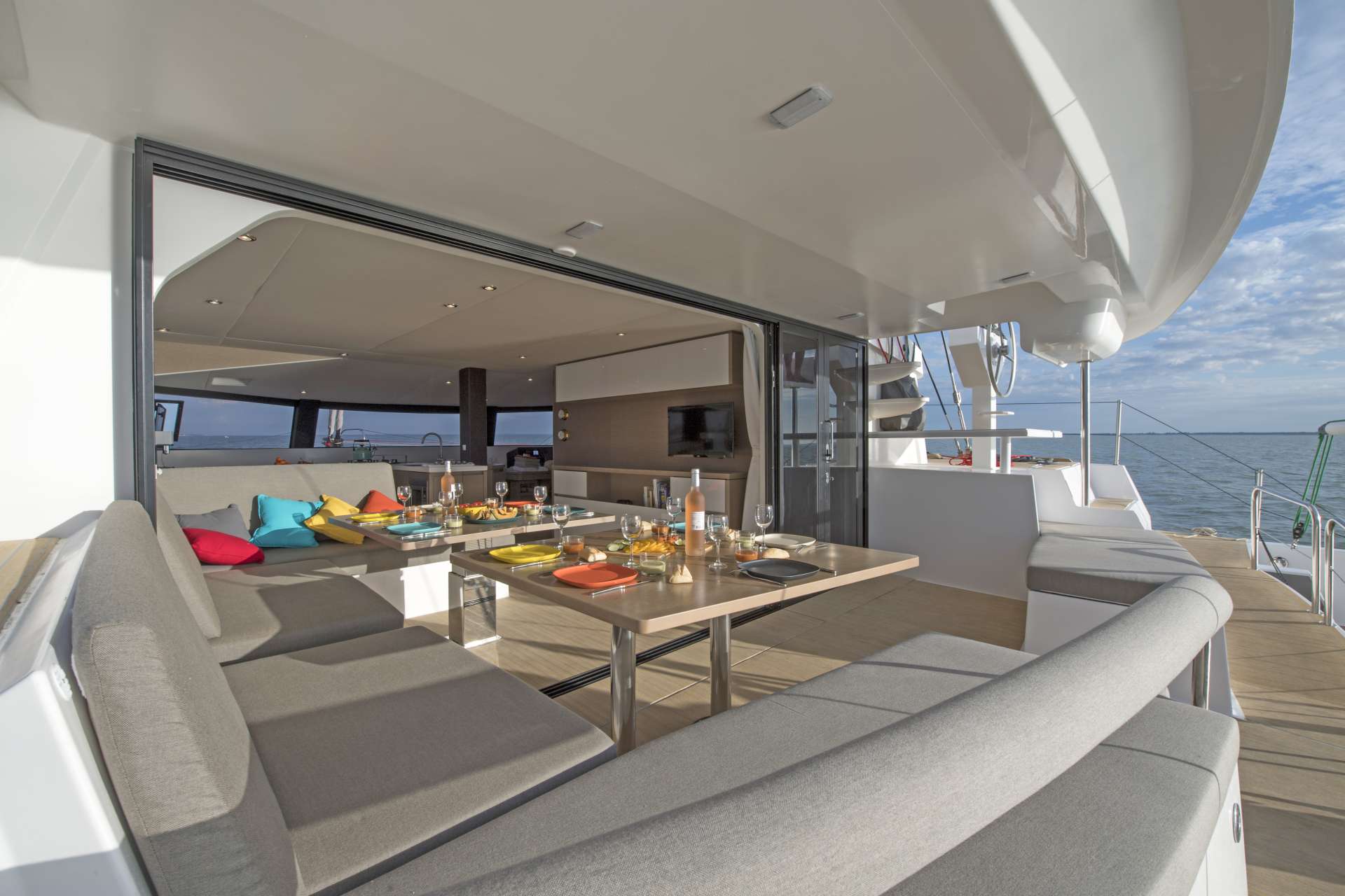 TRILOGY Yacht Charter - Saloon to Cockpit Dining Area
