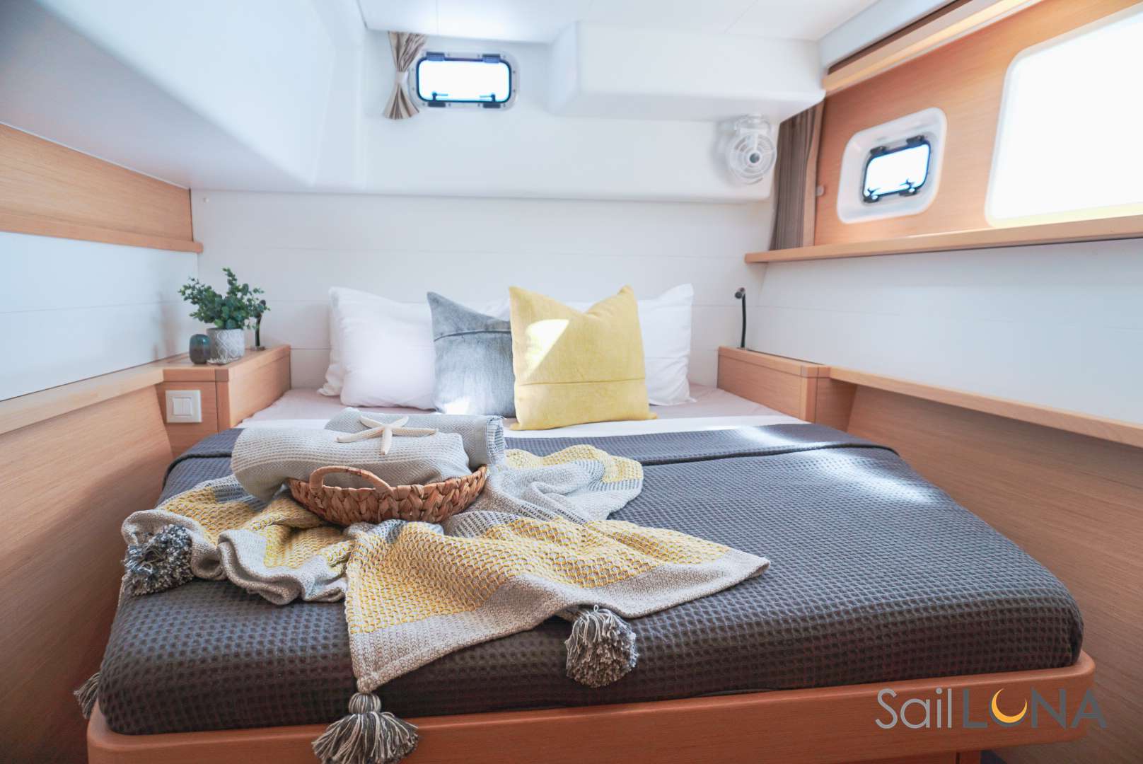 Settle into your plush queen-size bed for a restorative night&rsquo;s sleep at sea. 