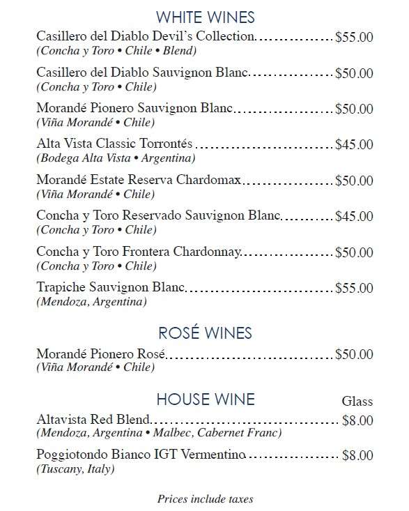 Grand Majestic - menu