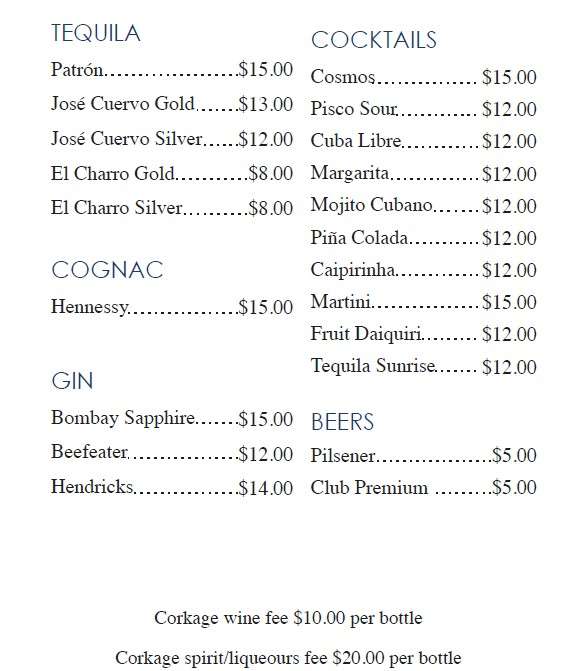 Grand Majestic - menu