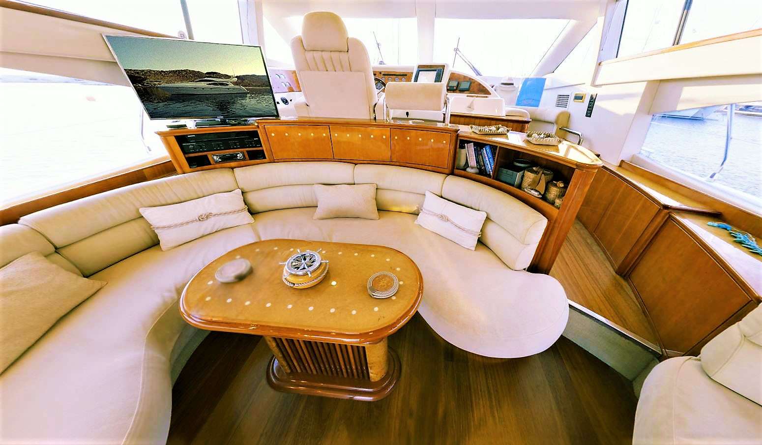 AVENTURA II Yacht Charter - New Curved TV, Apple TV &amp; Table convertible to large dining table