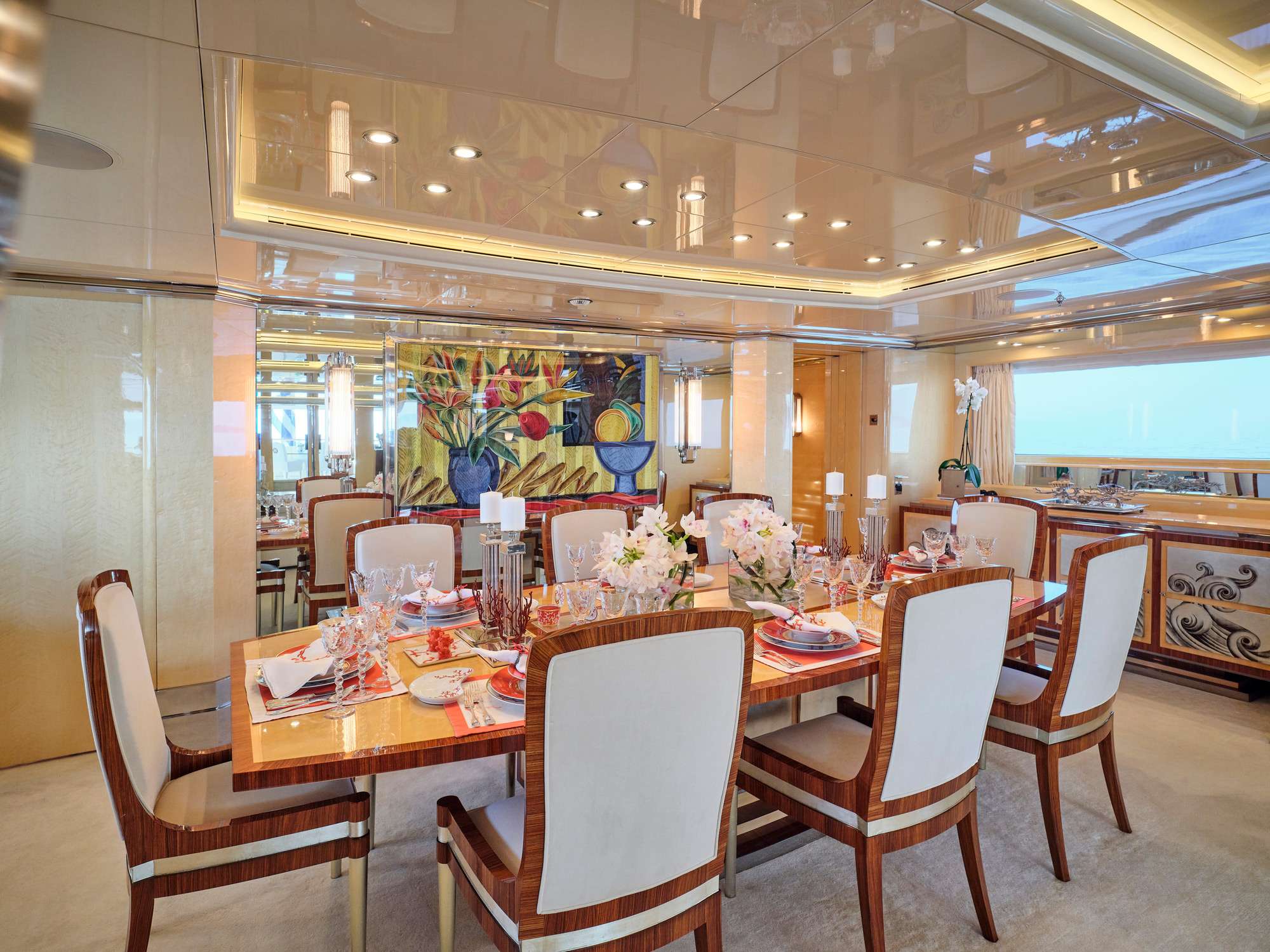 SUNDAY Yacht Charter - Main Deck Dining