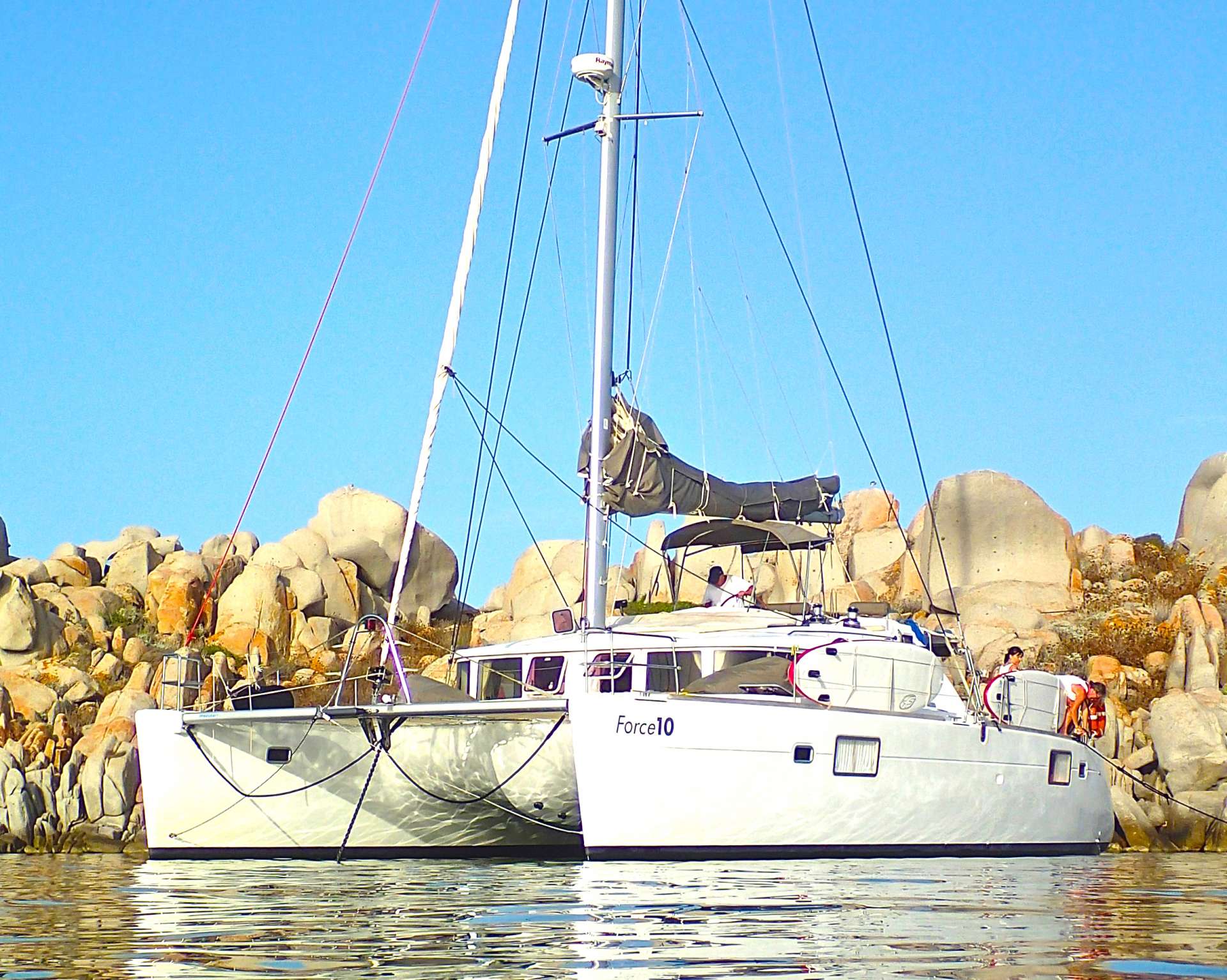 Force 10 is a marvelous 45 feet catamaran cruising French Riviera, Corsica and Sardinia