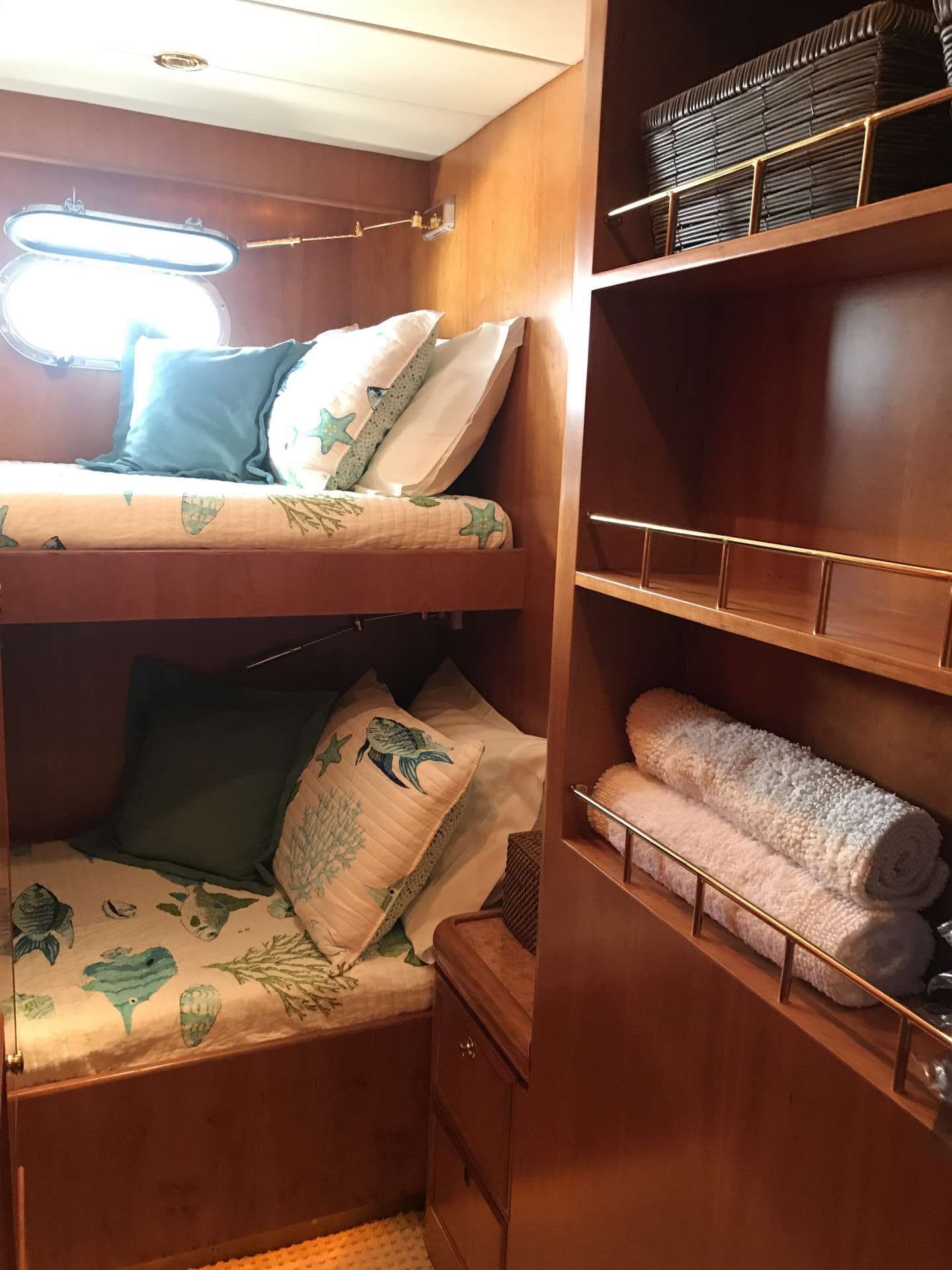 Guest stateroom that shares a head/shower - criss/cross bunks