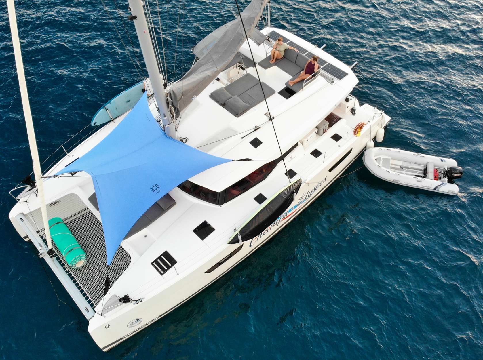 Topdeck lounging and Foredeck Shade