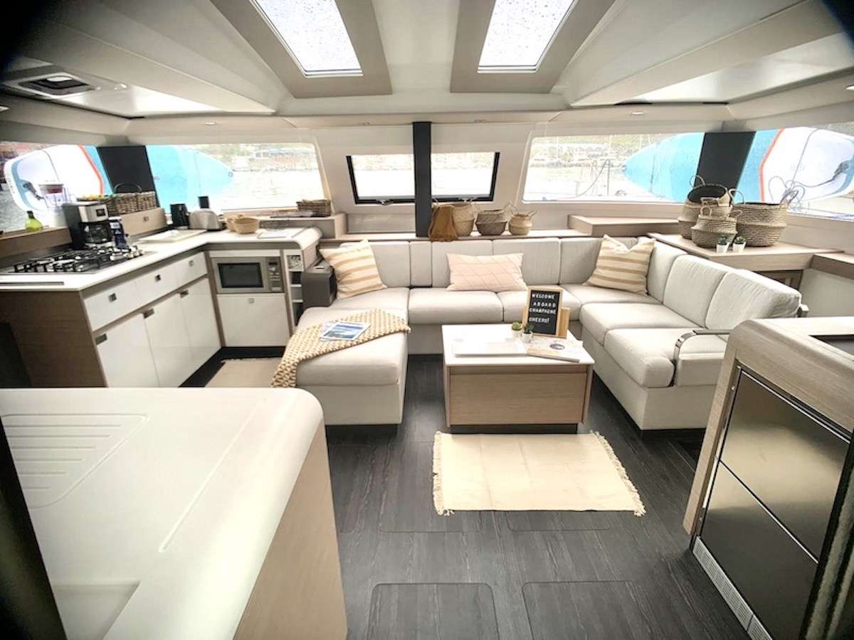 CHAMPAGNE Yacht Charter - Main Salon and Galley