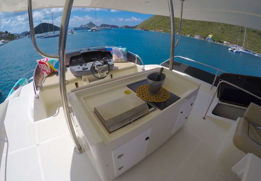 Flybridge helm and BBQ