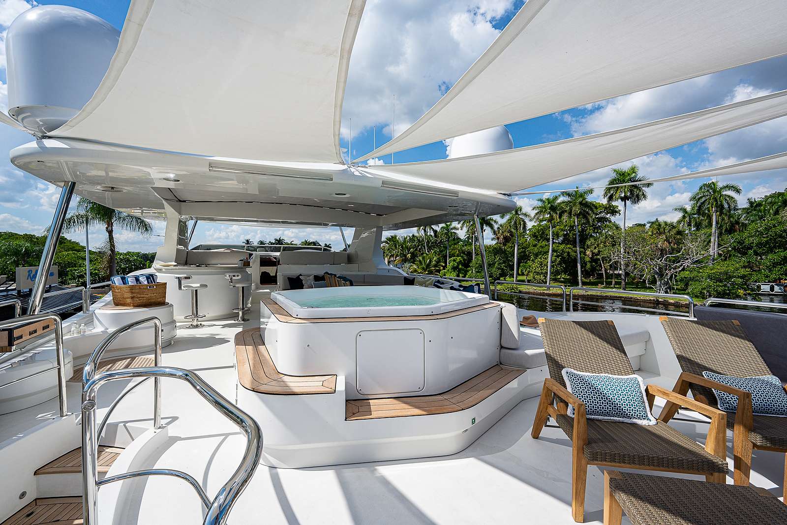Sweet Emocean Yacht Charter - Upper deck with removable shade