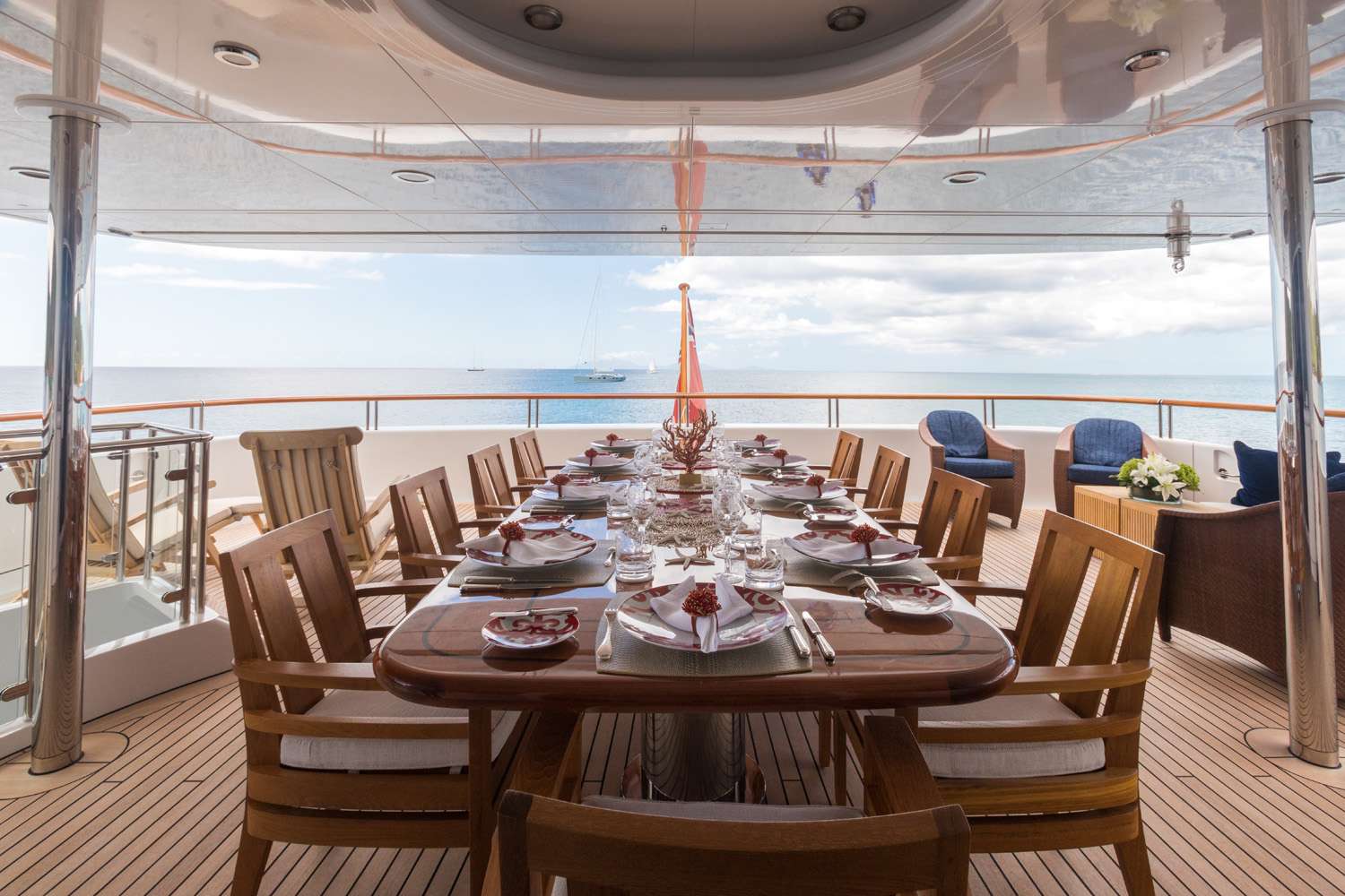 AMICA MEA Yacht Charter - Aft Deck Dining Area