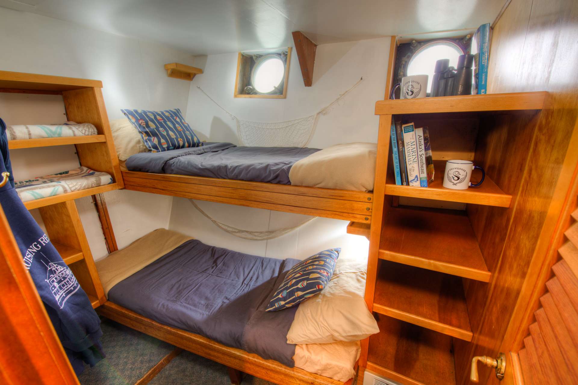Snow Goose Yacht Charter - 1 of 6 cozy cabins. Each cabin offers a memory foam mattress, and individual outlets.