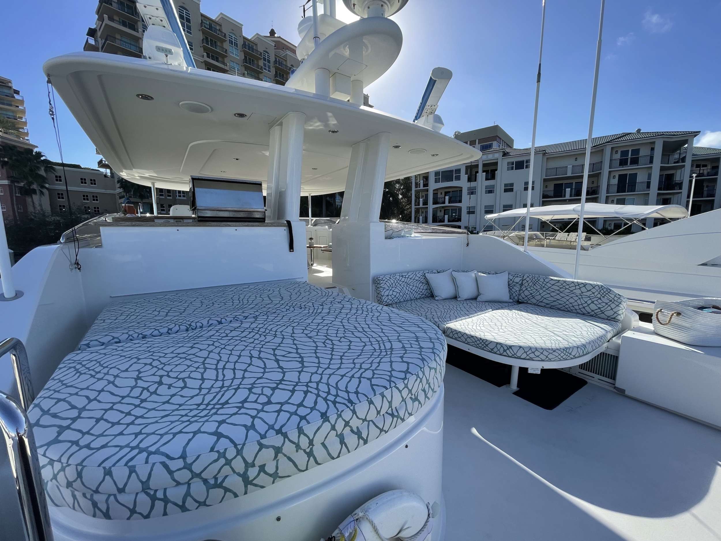 Flybridge Deck Jacuzzi and Sunbed
