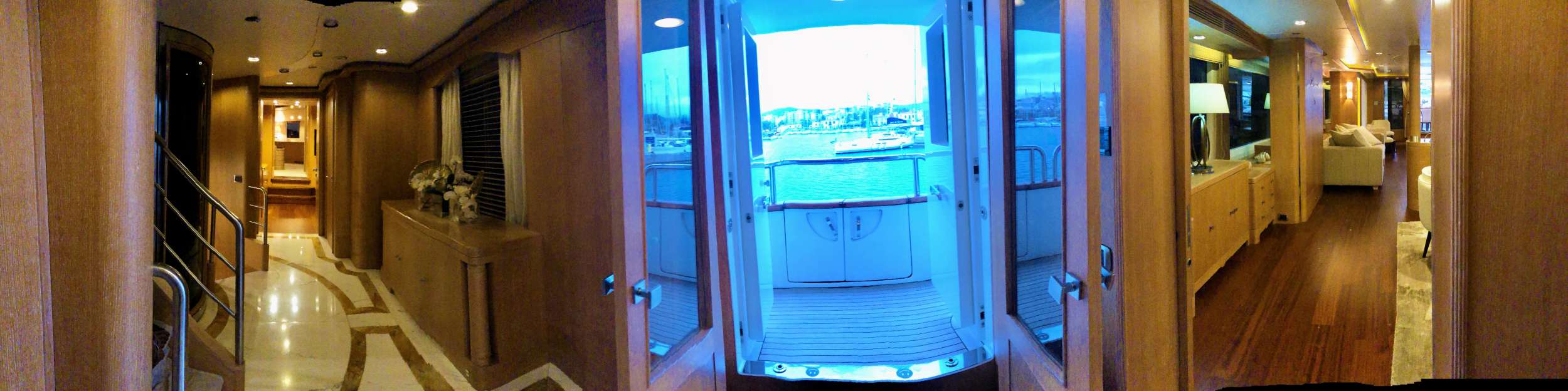 GRANDE AMORE Yacht Charter - Main Deck Corridor with Balcony and Elevator