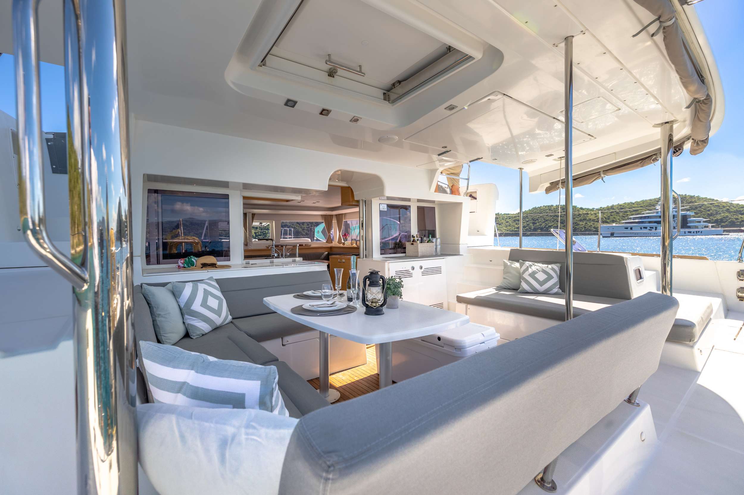MISS SUMMER Yacht Charter - The cockpit and alfresco dining area