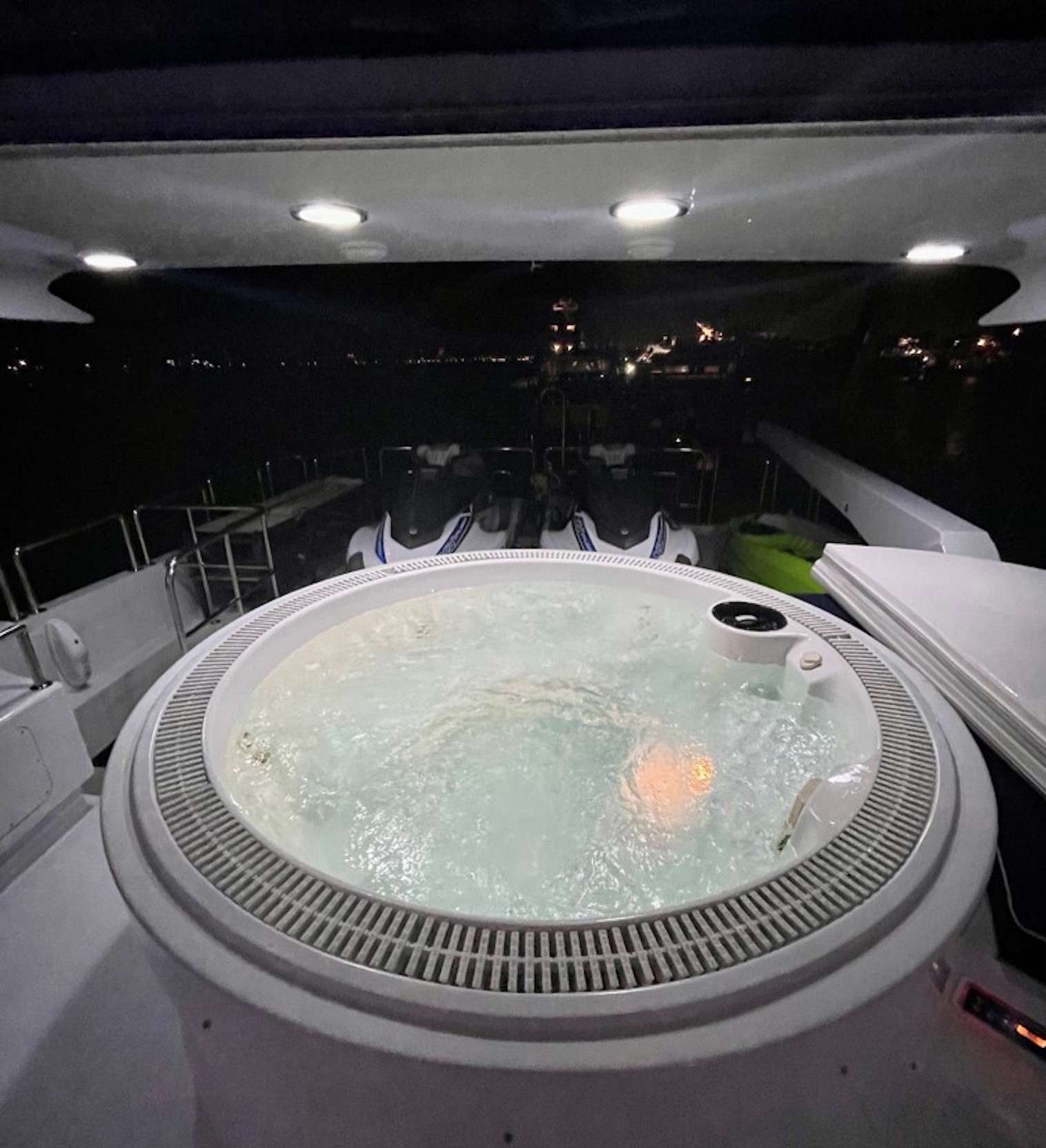 OUTTA TOUCH Yacht Charter - Hot tub at night