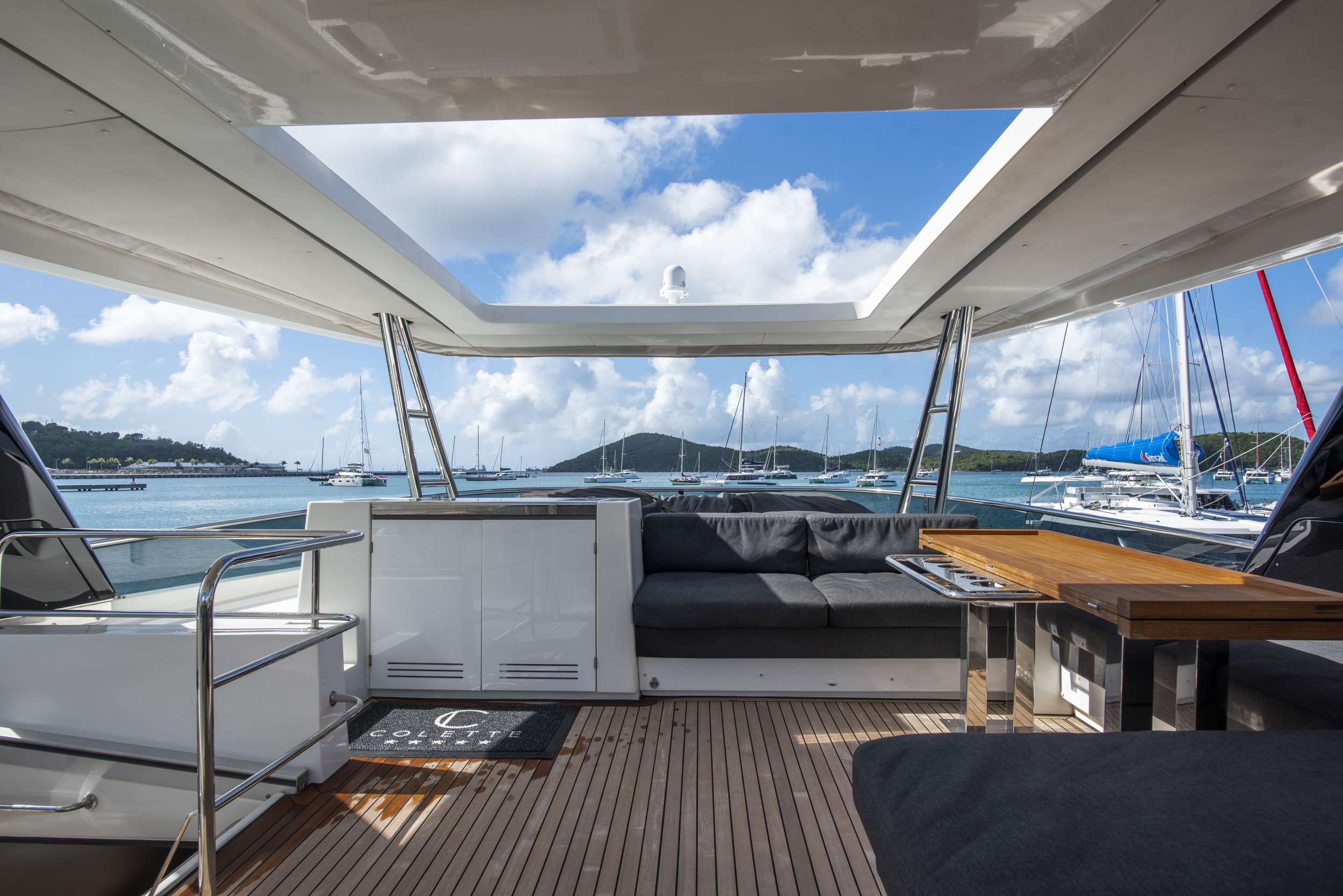 COLETTE Yacht Charter - Lounge or dine on the flybridge with sun roof