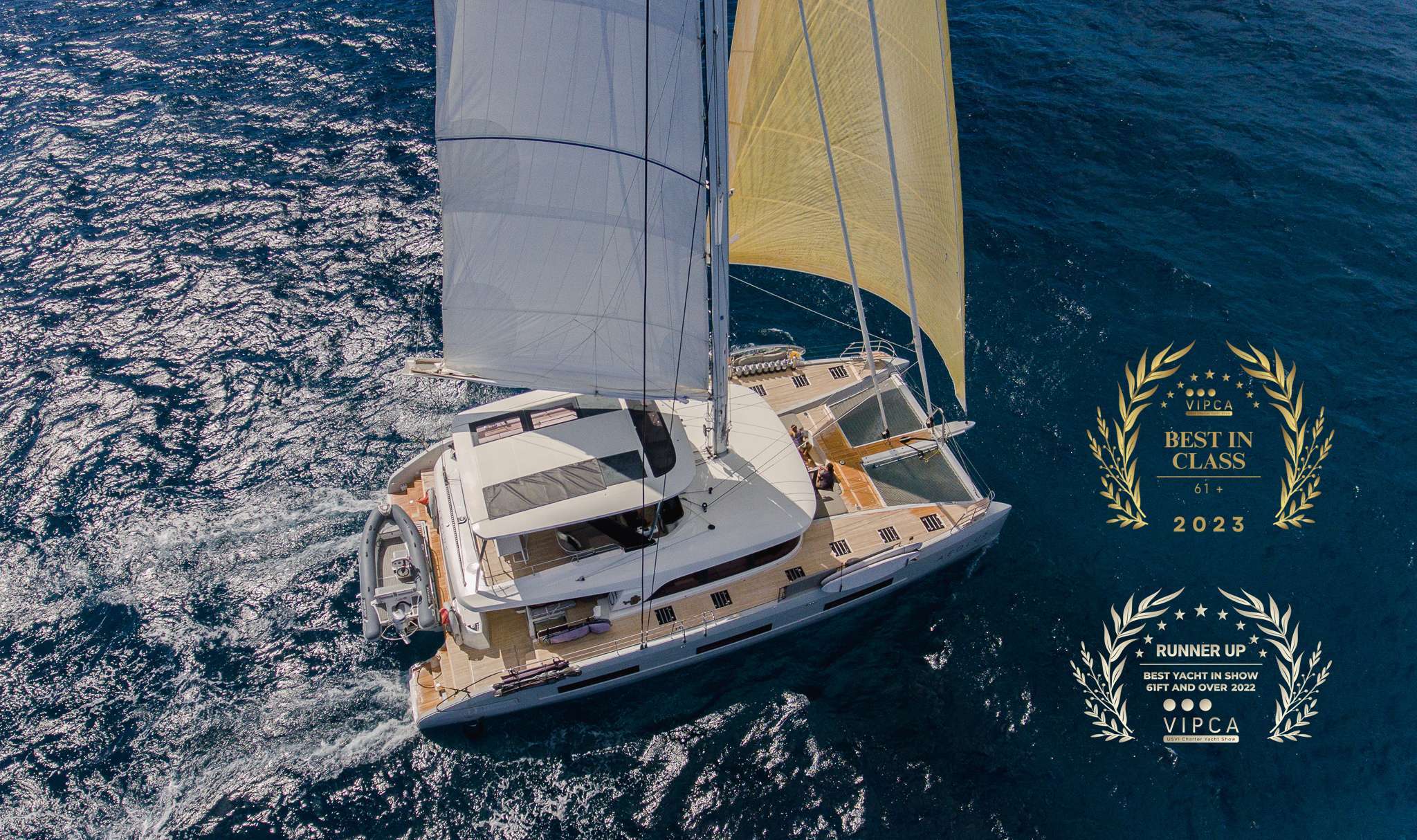 Xandros catamaran underway in the BVI