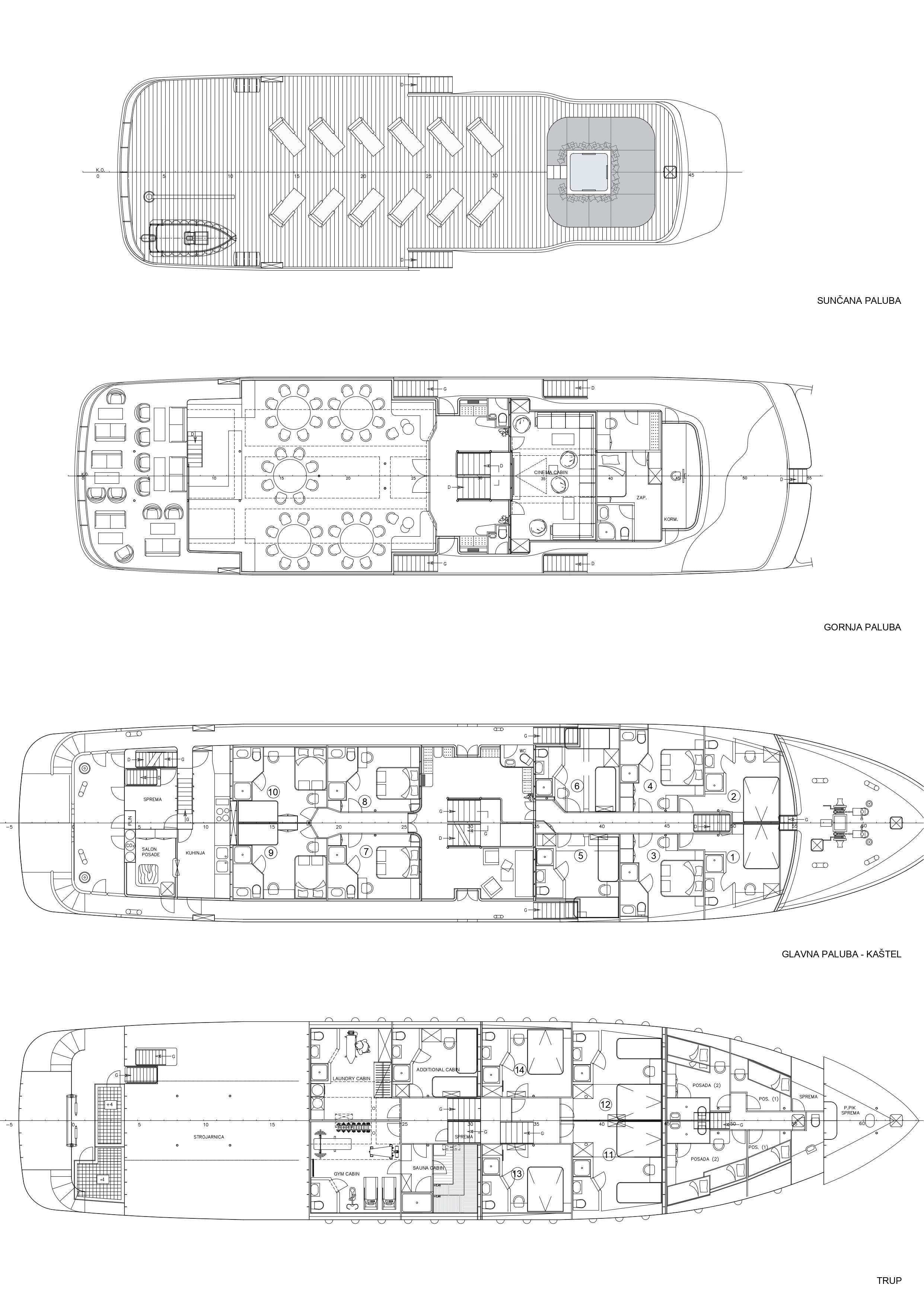 Explore the layout and specifications for LUPUS MARE, a 141 ft Motor Yacht