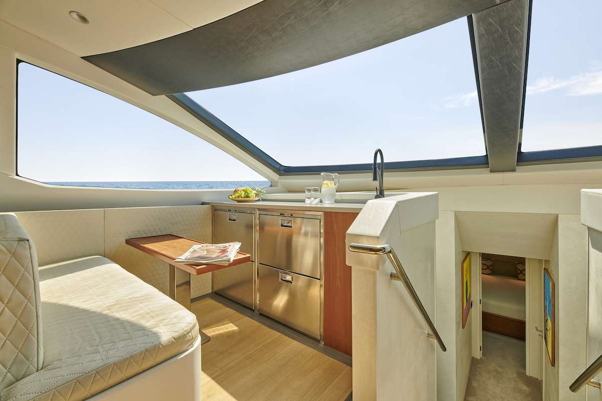 Mini sofa area next to the wheelhouse