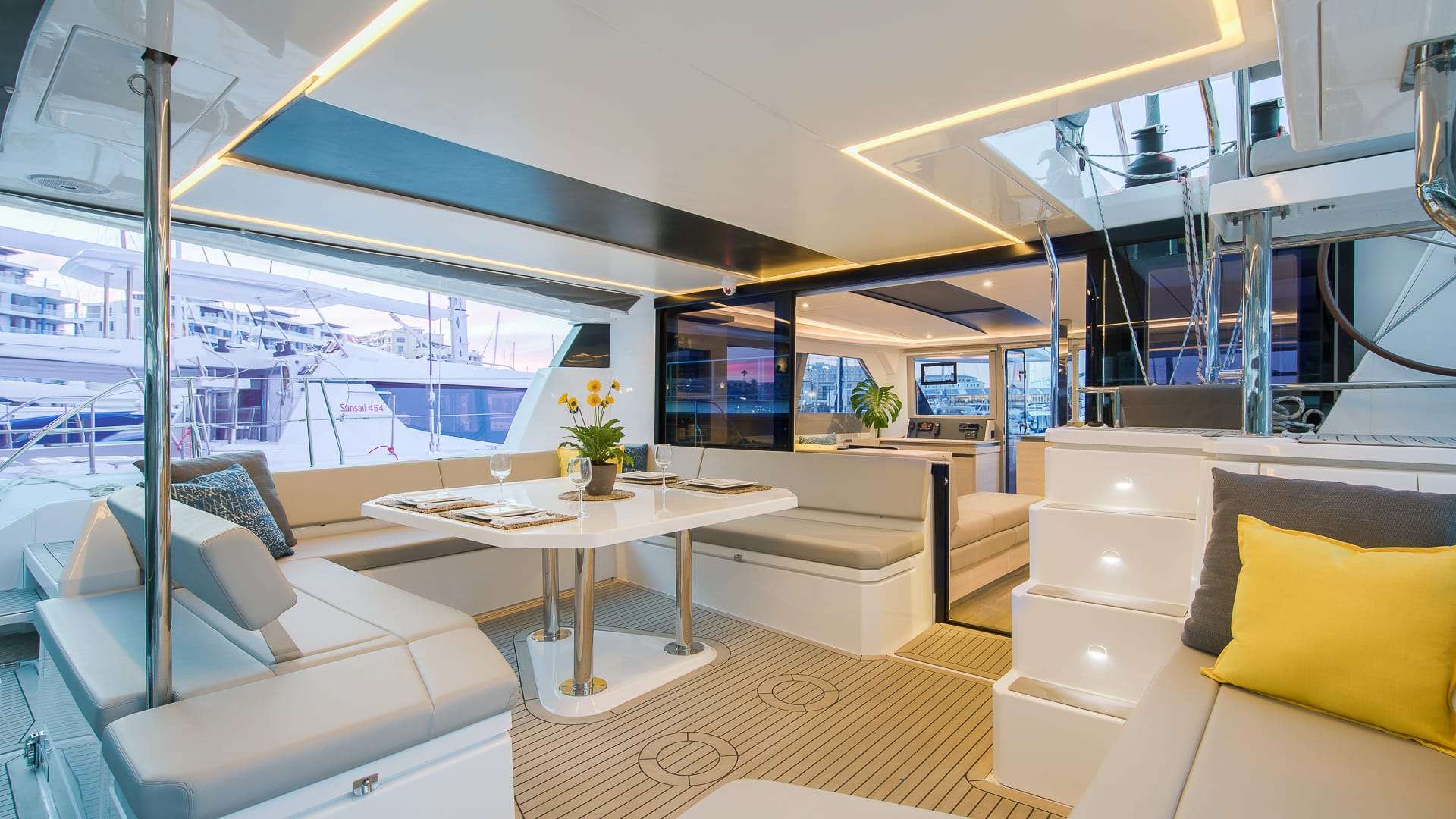 ATUMAVU Yacht Charter - Cockpit dining area